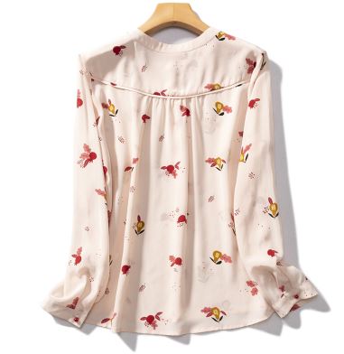 Blusa de crepe De Chine de seda de impressão personalizada