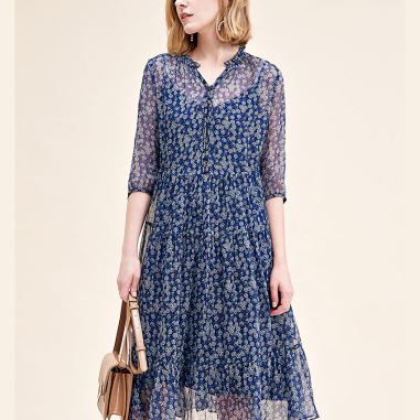 Vestido de Chiffon de seda personalizado de verão