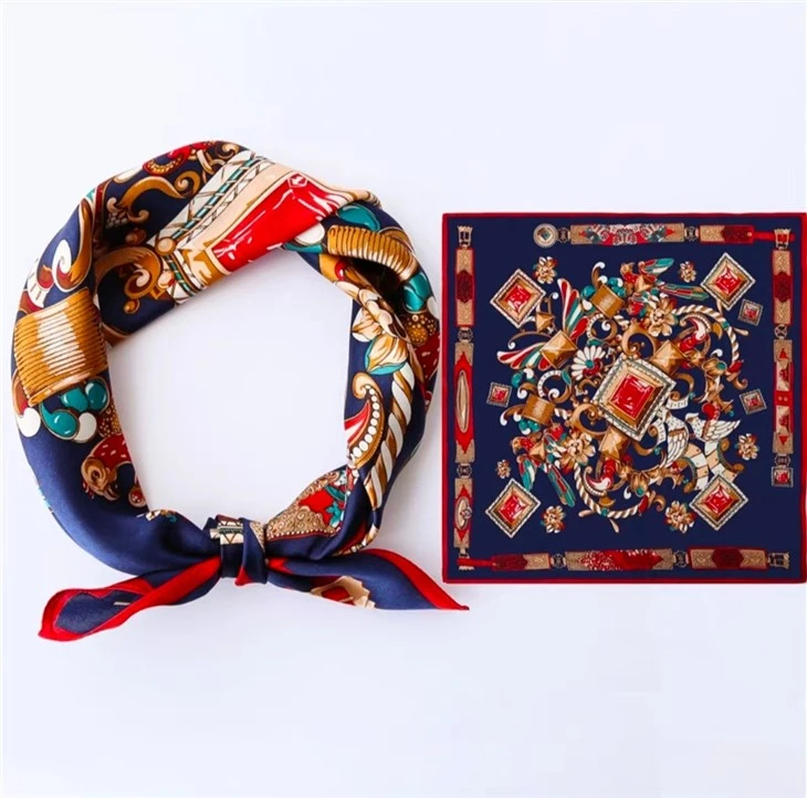 90X90cm Silk Satin Neck Printed Scarf