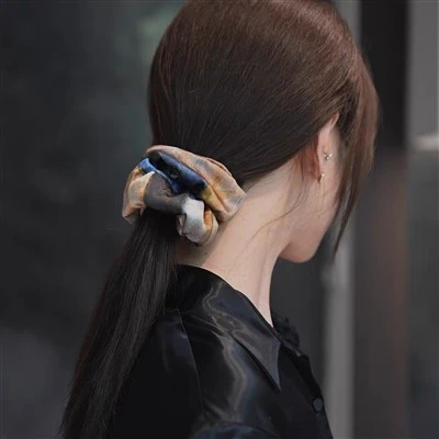 Impressão digital 19mm Mulberry Silk Hair Scrunchies para meninas